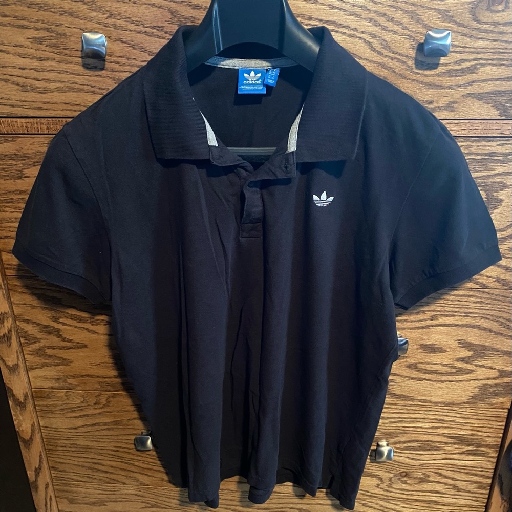 Vintage Black adidas Originals polo shirt XL